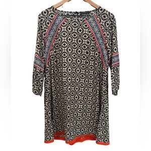 THML Womens Embroidered Shift Mini Dress Size Large Bohemian Fringe